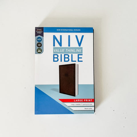NIV Value Thinline Bible, LARGE PRINT, Brown Leathersoft