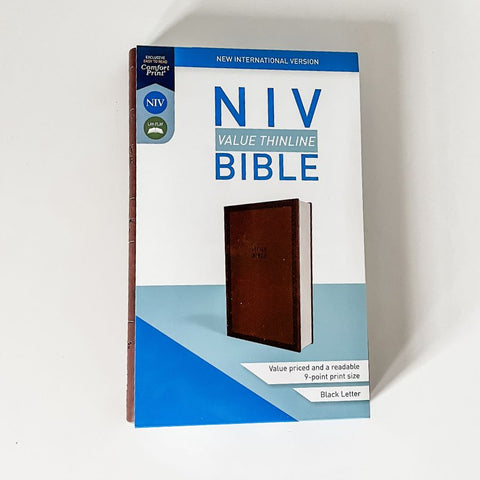 NIV Value Thinline Bible, Brown Leathersoft